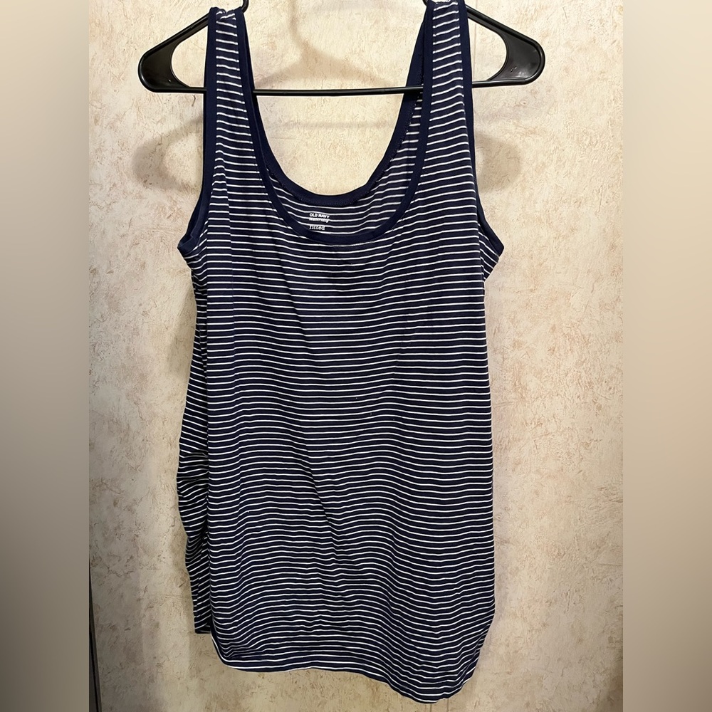 Women’s blue & white maternity tank top size L